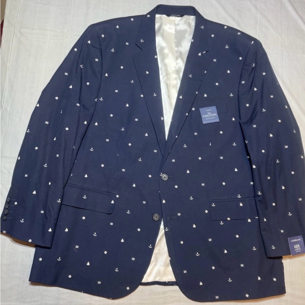 Croft & Barrow Nautical Print Navy Classic-Fit Sport Coat Size 48R NWT